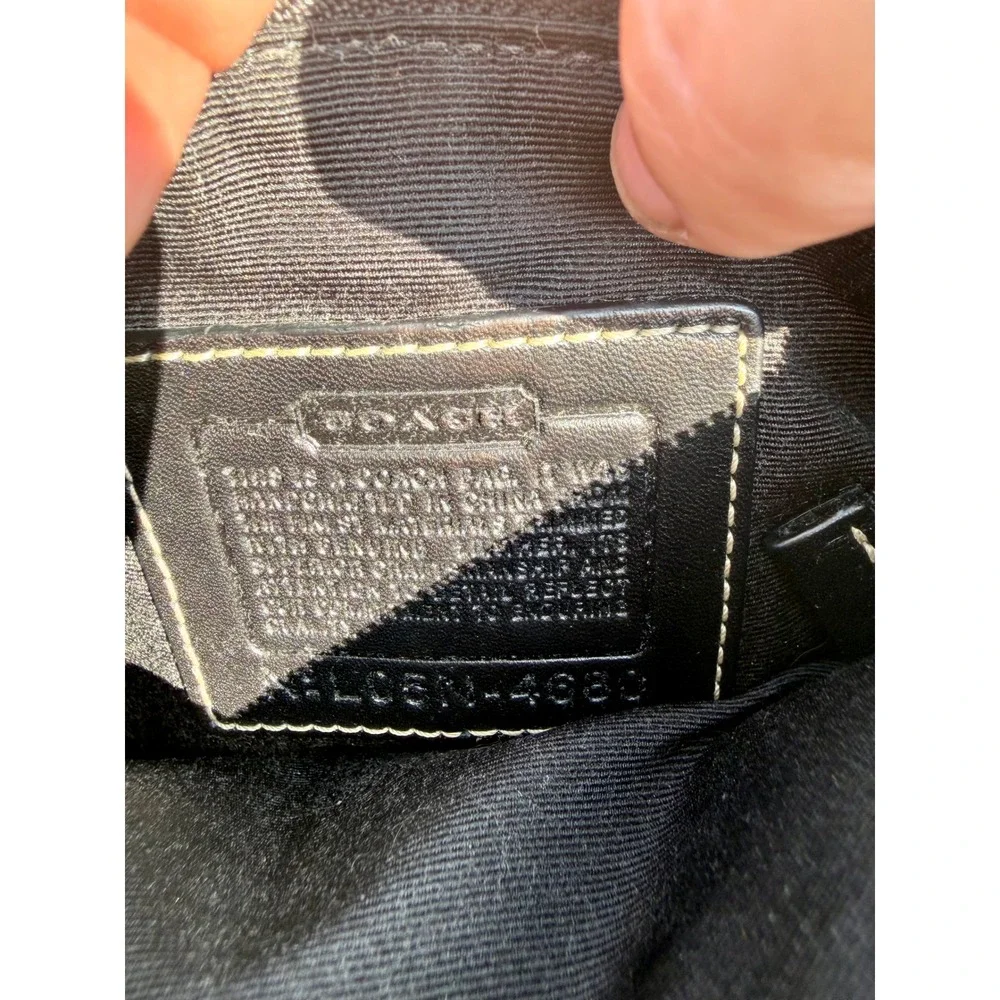 Coach Signature Jacquard Crossbody Bag Black Leather Trim 4680 Mini Messenger